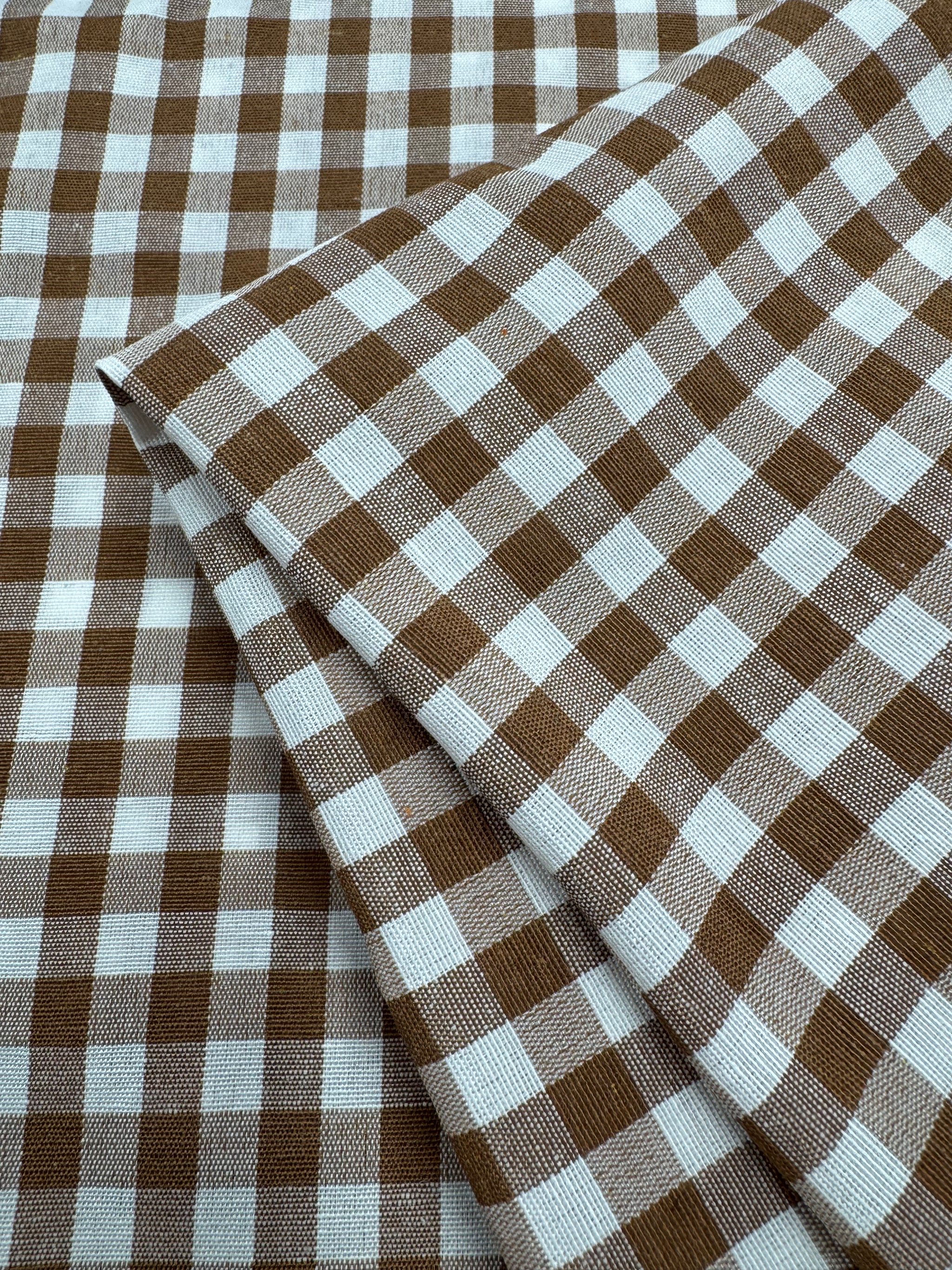 Linen Blend - Caramel Cafe & White  - 150cm