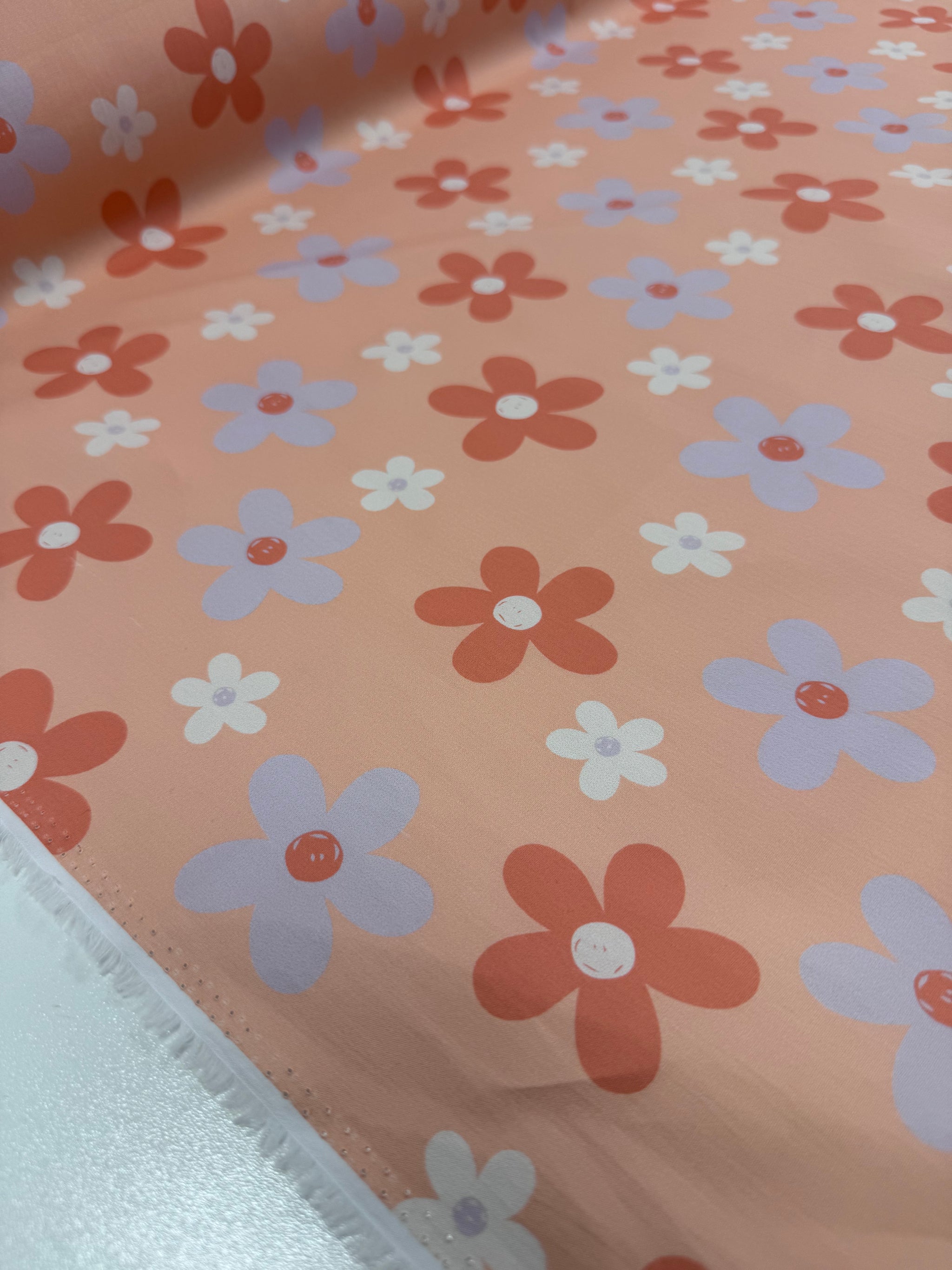 Printed Cotton - Peach Daisy - 150cm