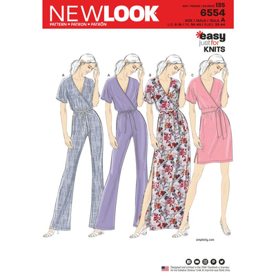 Pattern - NEW LOOK - 6554 - Misses’ Knit Jumpsuit and Dresses