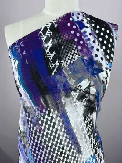 Designer Printed Lycra - Indigo Bloom- 148cm