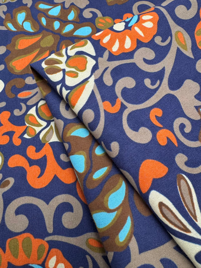 Rust Damask printed cotton fabric