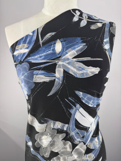 Designer Printed Lycra - Indigo Sakura - 150cm