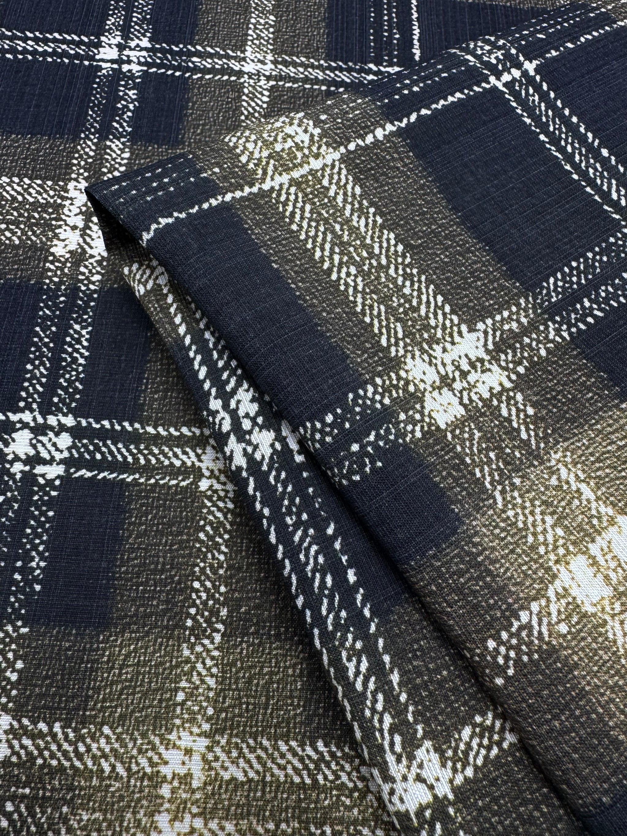 Linen Blend - Station Plaid - 152cm