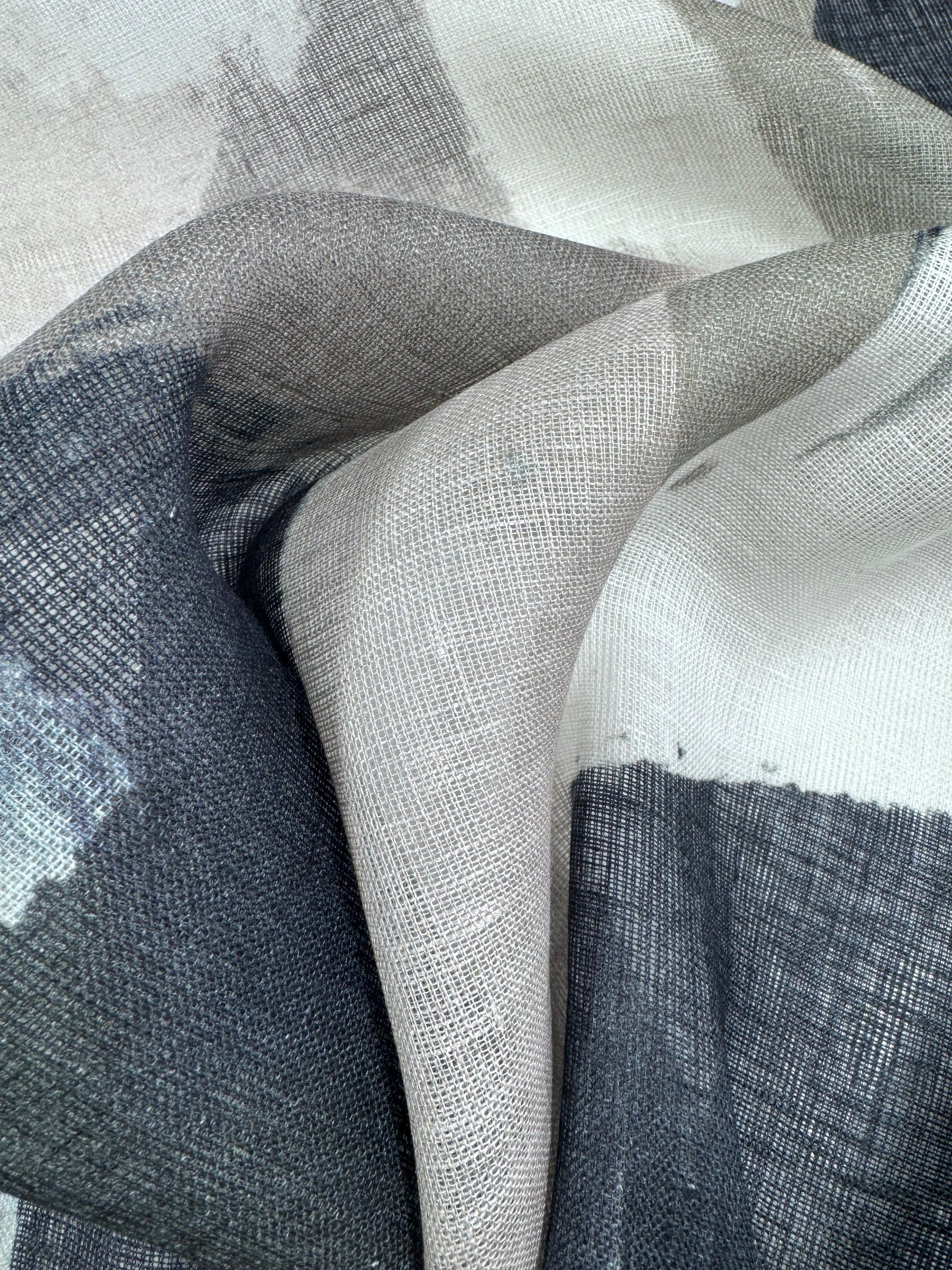 100% Pure Linen Gauze - Coastal Abstract - 145Cm