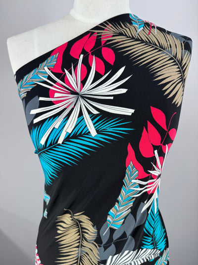 Designer Printed Lycra -  Teal Plume - 150cm