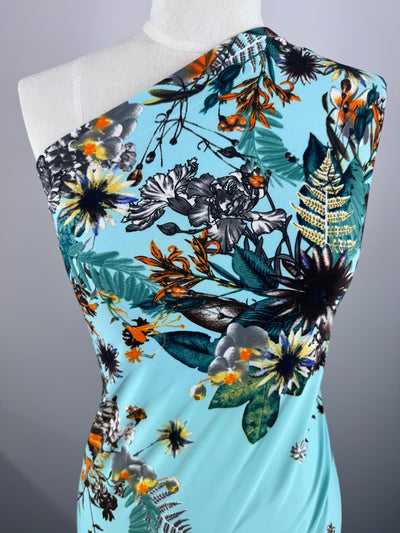 Designer Lycra - Aqua Botanica - 150cm