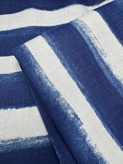 Pure Linen Lawn - Indigo Stripe - 140Cm