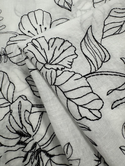 Cotton embroidery - Ink Bloom - 150cm