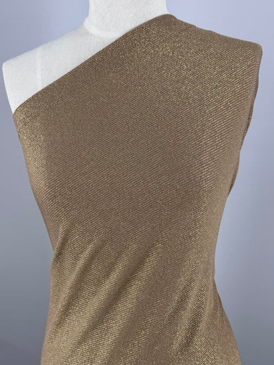 Viscose Rib Knit - Pebble & Gold - 130cm
