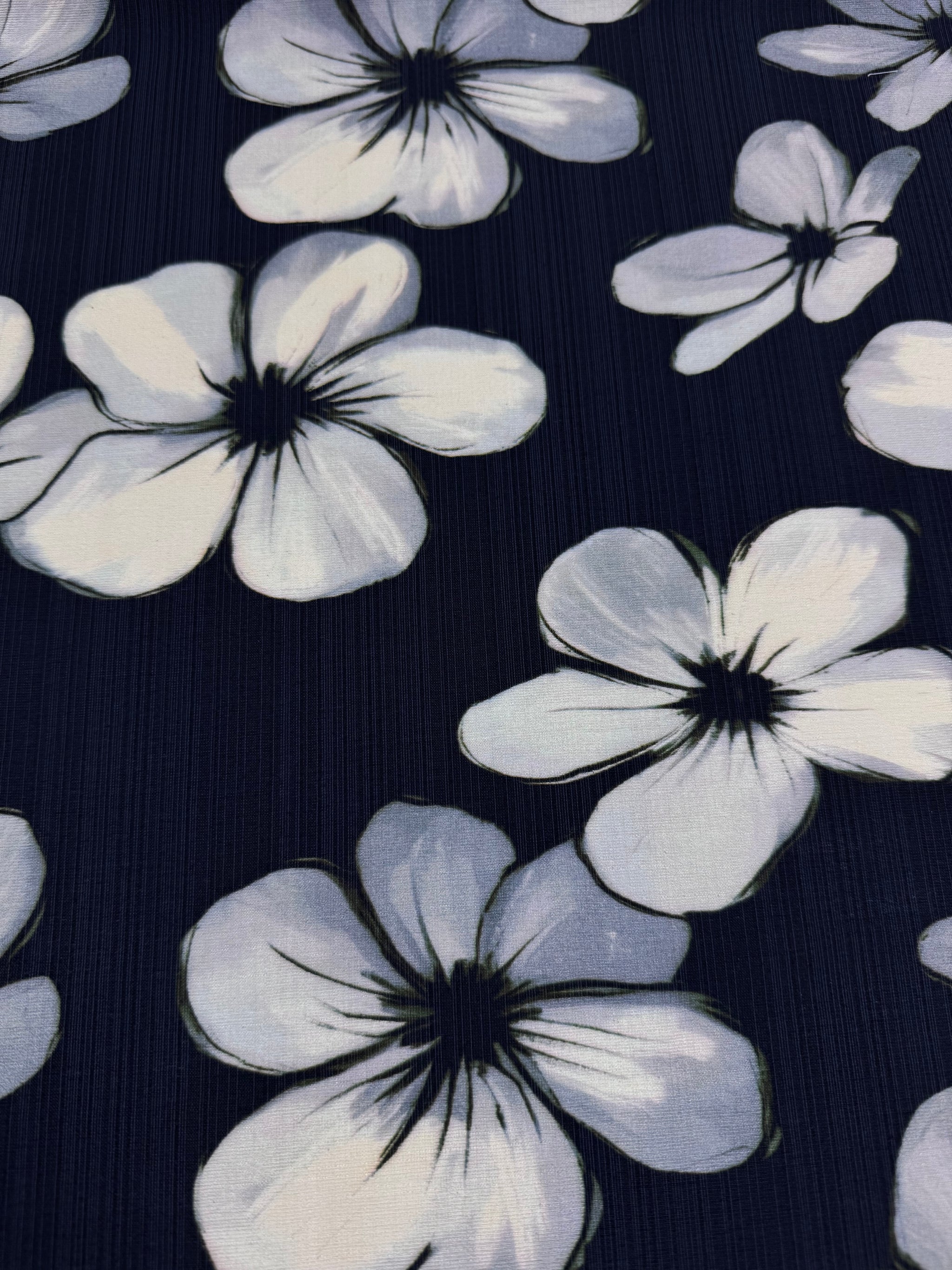 Linen Blend - Midnight Frangipani - 152cm