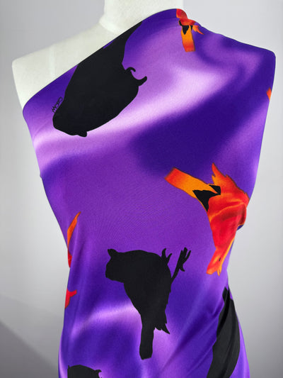 Designer Printed Lycra - Flaming Birds - 150cm