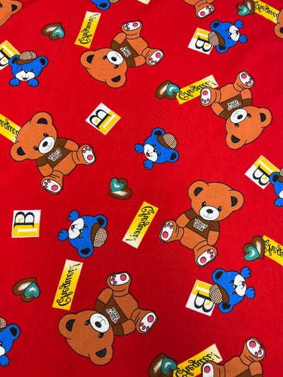 Printed Rayon - Red Bear - 145cm