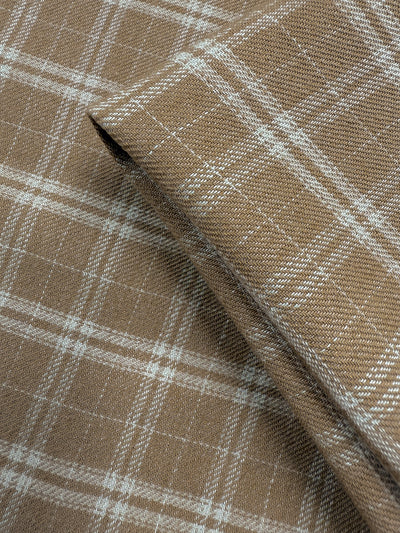 Pure Linen - Tan Check - 142cm