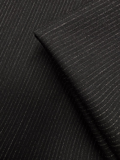 Pure Wool Suiting - Pinstripe Black - 155cm
