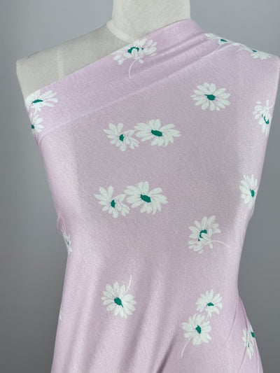 Printed Cotton Lycra - Daisy Pink - 150cm