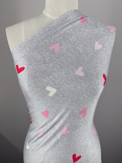 Printed Cotton Lycra - Hearts - 150cm