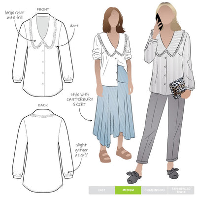 Pattern - Style Arc - Kennie Woven Shirt Multi Size