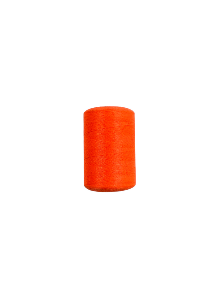 The Super Cheap Fabrics "Thread - Fluro Orange," spun polyester 40/2, pops vividly against a white background.